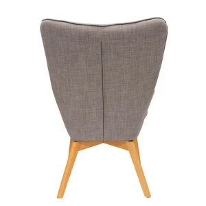 Home Déco Factory Fauteuil De Salon En Bois Et Tissu Gris – Nora 12