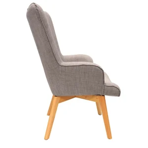 Home Déco Factory Fauteuil De Salon En Bois Et Tissu Gris – Nora 14