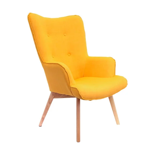 Home Déco Factory Fauteuil De Salon En Bois Et Tissu Jaune – Nora 1