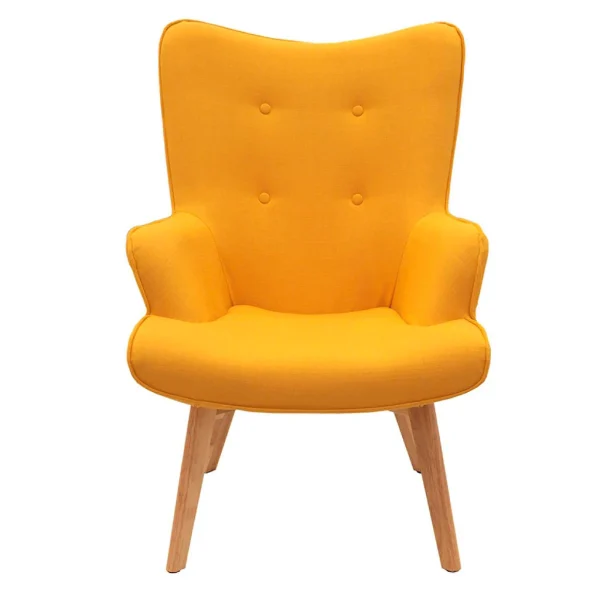 Home Déco Factory Fauteuil De Salon En Bois Et Tissu Jaune – Nora 3