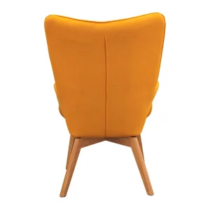 Home Déco Factory Fauteuil De Salon En Bois Et Tissu Jaune – Nora 12