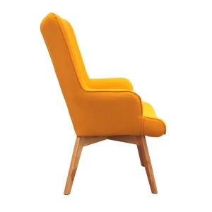 Home Déco Factory Fauteuil De Salon En Bois Et Tissu Jaune – Nora 14