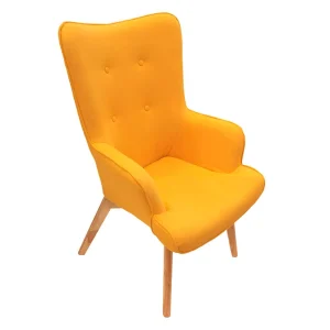 Home Déco Factory Fauteuil De Salon En Bois Et Tissu Jaune – Nora 16