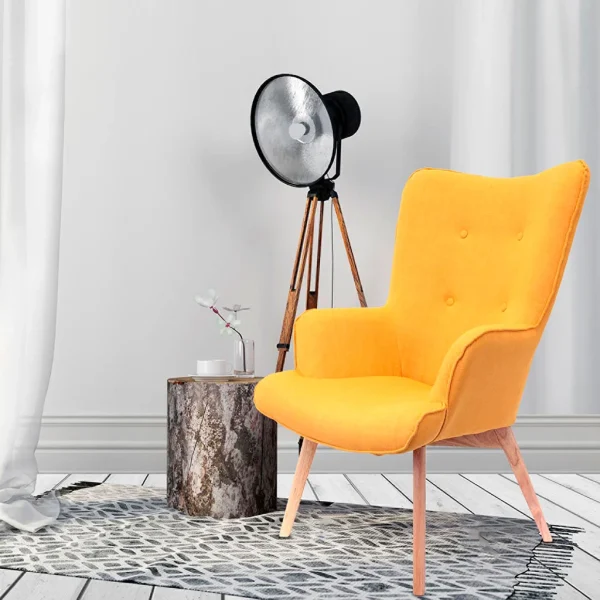 Home Déco Factory Fauteuil De Salon En Bois Et Tissu Jaune – Nora 7