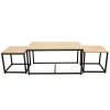 Home Déco Factory Table Basse Gigogne (lot De 3) En Plaqué Bois Et Fer Noir – Selya 22