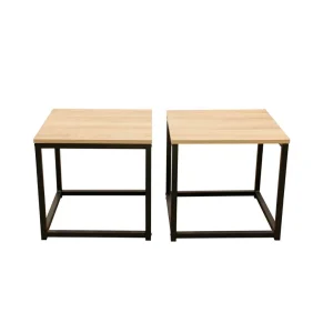 Home Déco Factory Table Basse Gigogne (lot De 3) En Plaqué Bois Et Fer Noir – Selya 18