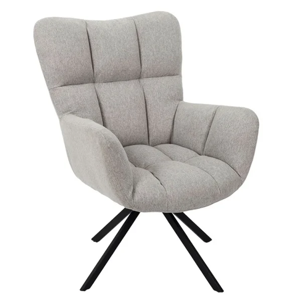 Home Déco Factory Fauteuil De Salon Pivotant En Tissus Gris – Wamy 1