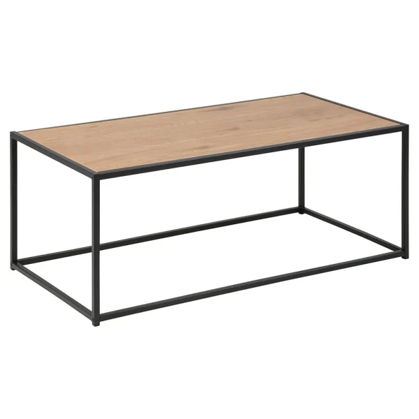 AC Design Table Basse En Plaqué Chêne Et Métal Noir L100cm – Senzo 1