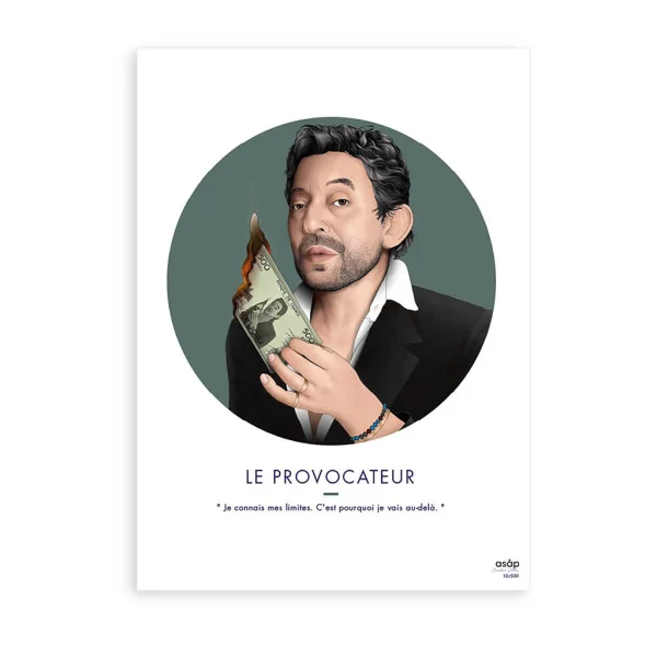 ASAP Affiche Le Provocateur – Serge Gainsbourg Vert – 30x40cm 1