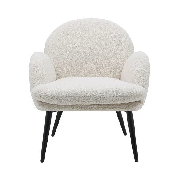 Zago Fauteuil En Tissu Effet Laine Bouclette Blanc – Oria 3