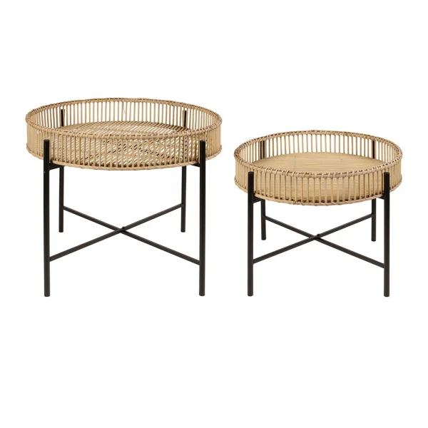 SEMA DESIGN Table Basse (lot De 2) En Bambou Naturel Et Métal 1