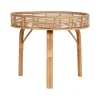 SEMA DESIGN Table Basse Ronde En Bambou Naturel Et Verre Noir D55cm 13