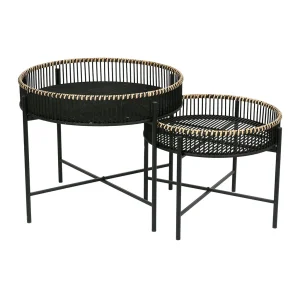 SEMA DESIGN Table Basse Gigogne (lot De 2) Bambou Noir Et Fer 7