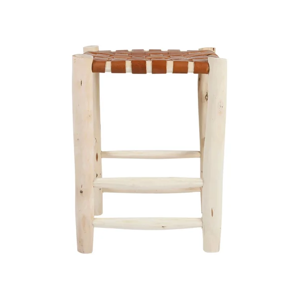 SEMA DESIGN Tabouret En Cuir Brun Et Bois D’eucalyptus – Cuir 1