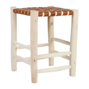 SEMA DESIGN Tabouret En Cuir Brun Et Bois D’eucalyptus – Cuir 8