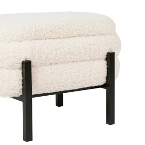 SEMA DESIGN Tabouret Coffre En Tissu Bouclette Crème Et Fer Noir – Cosine 14