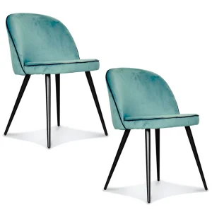 Opjet Chaise Salle à Manger Gansé En Velours Bleu Artic – Ingrid 12