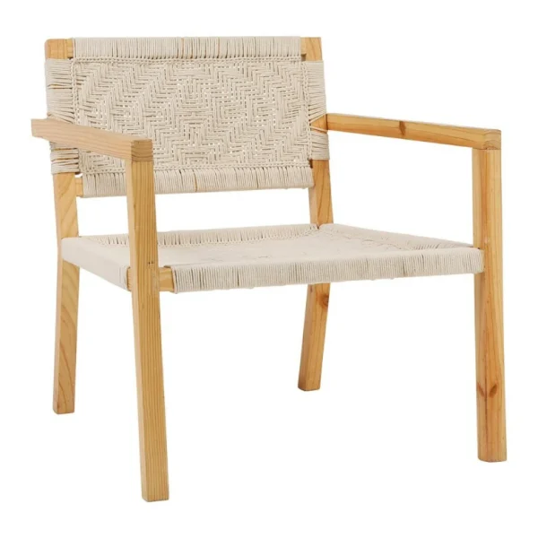 SEMA DESIGN Fauteuil Macrame Naturel En Pin Et Coton Tressé 1