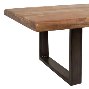 Côté Table Table Basse En Acacia Massif Et Pieds En Fer Noir 130x70cm – Factory 13