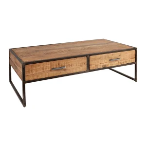 Côté Table Table Basse Industrielle En Bois D’acacia Avec 2 Tiroirs – Factory 12