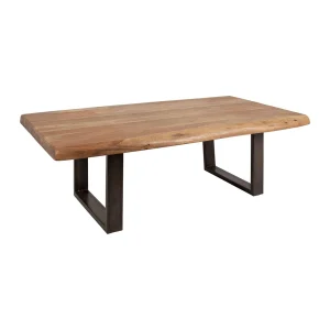 Côté Table Table Basse En Acacia Massif Et Pieds En Fer Noir 130x70cm – Factory 9